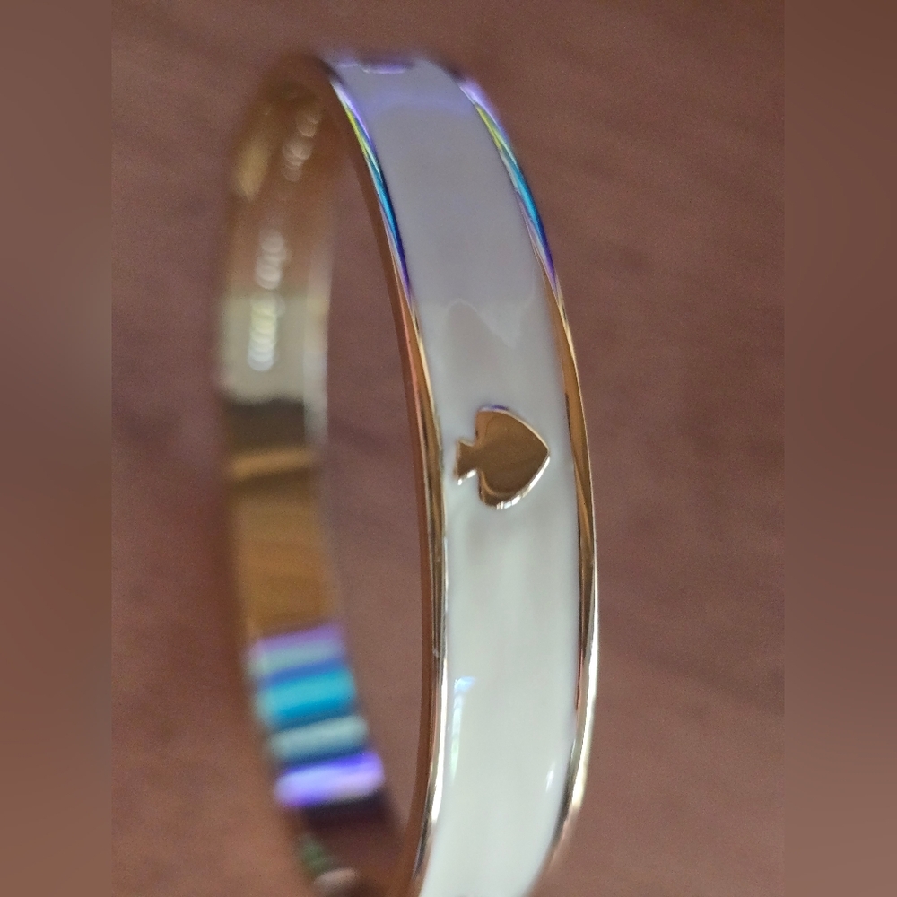 Kate Spade White Enamel, Blue And Gold Bangle Bracelets - Picture 3 of 10